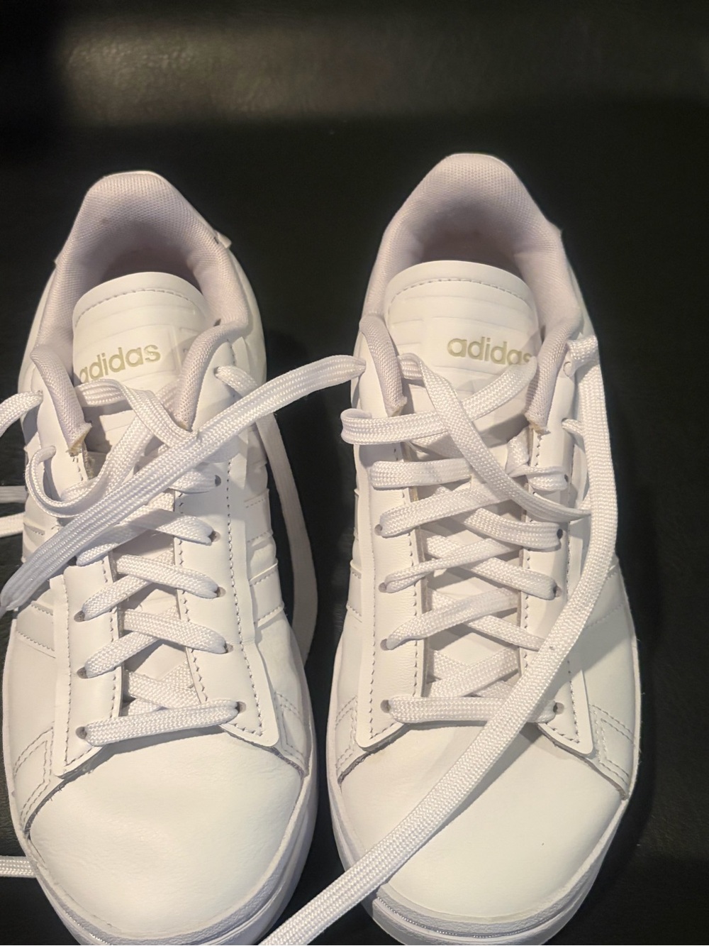 adidas Women’s White Low-Top Lace-Up Sneakers with Subtle Gold Logo
